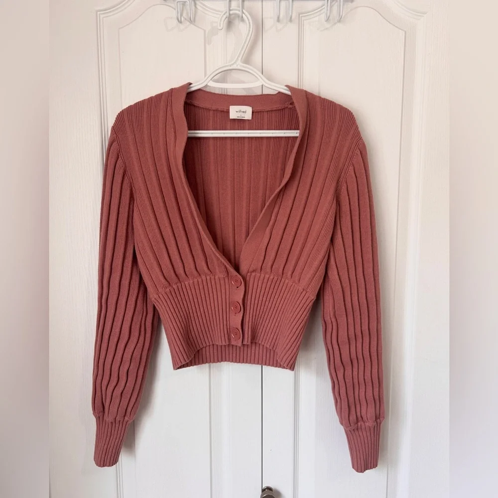 Aritzia Wilfred Plunge Front Cardigan • Size Large - Picture 3 of 10